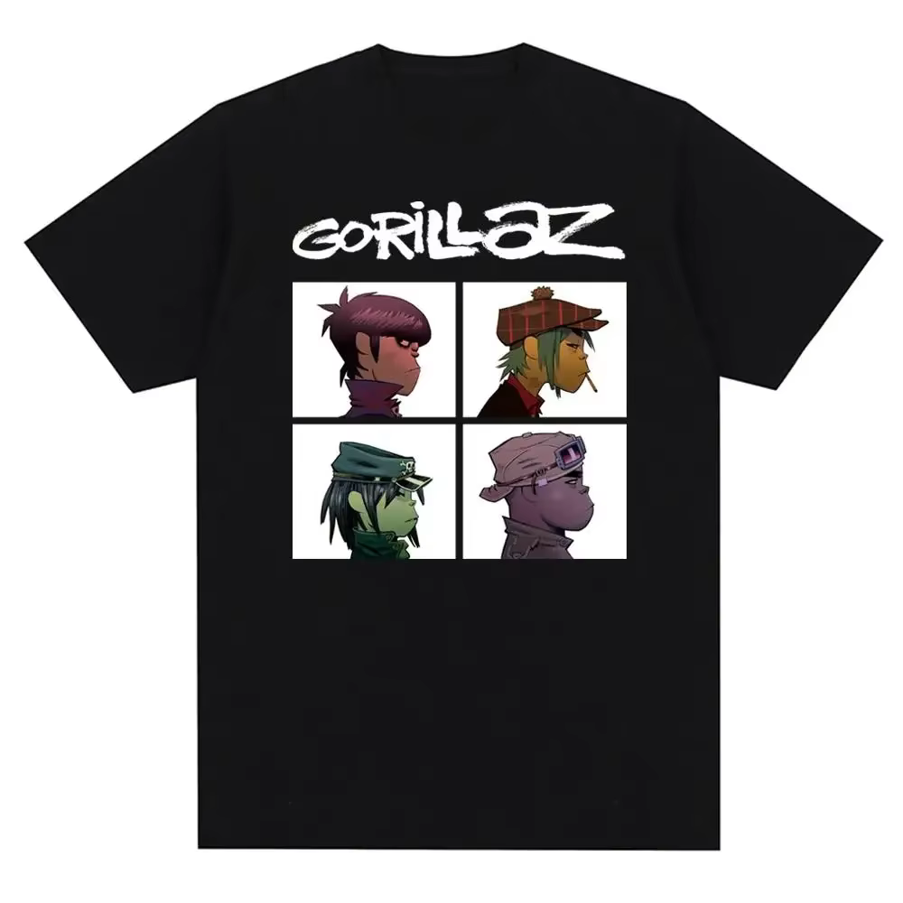 Groupe de musique Gorillazs Punk Rock imprimé t-shirt années 90 décontracté mode manches courtes grande taille