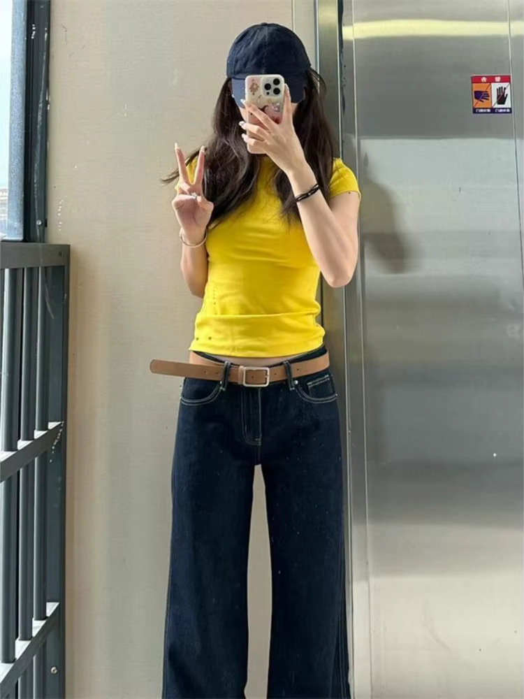 Hauts en coton jaune pour femmes