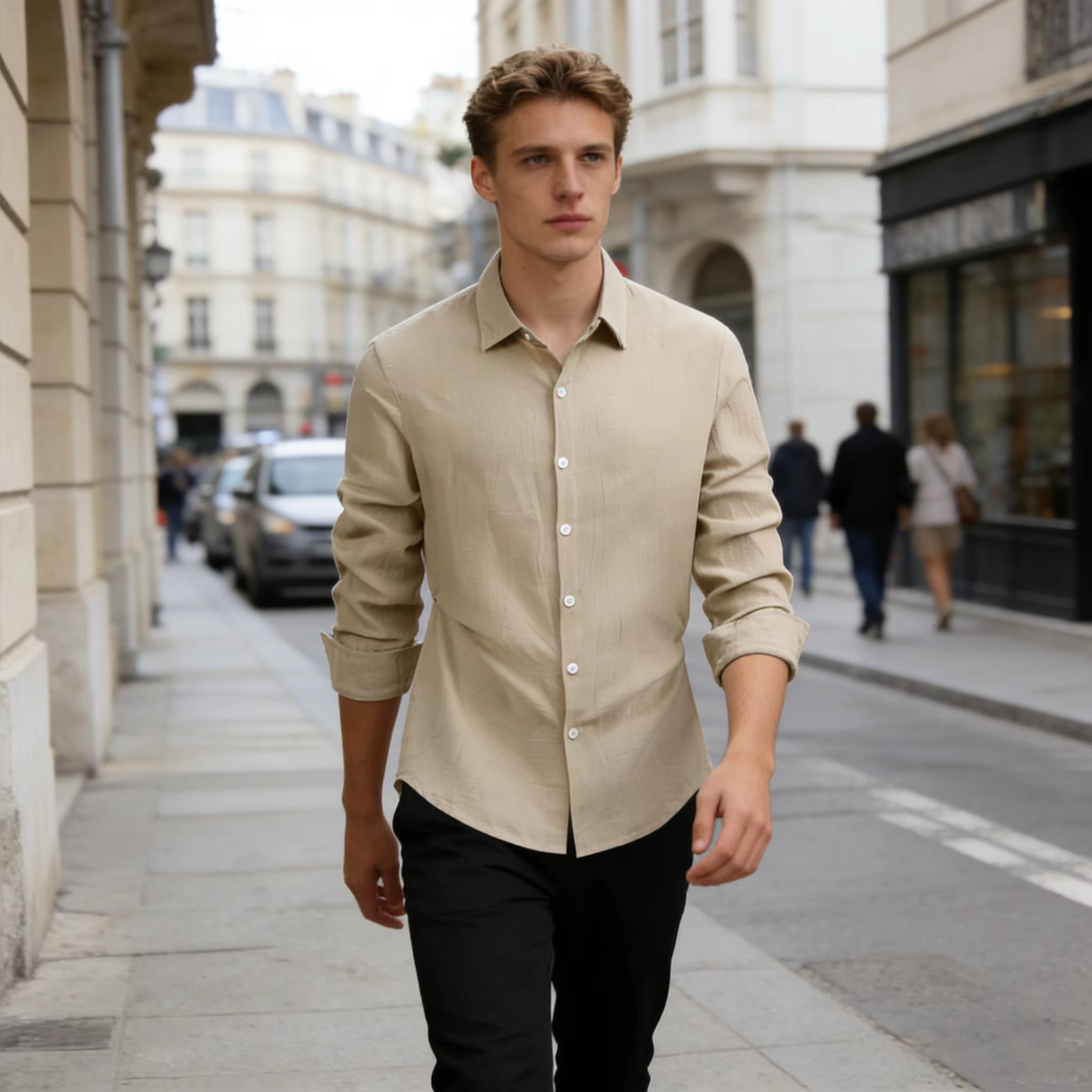 Chemise en coton et lin pour homme, vêtements décontractés pour homme, hauts de qualité supérieure, chemises noires et blanches, chemise à manches longues pour homme, style business