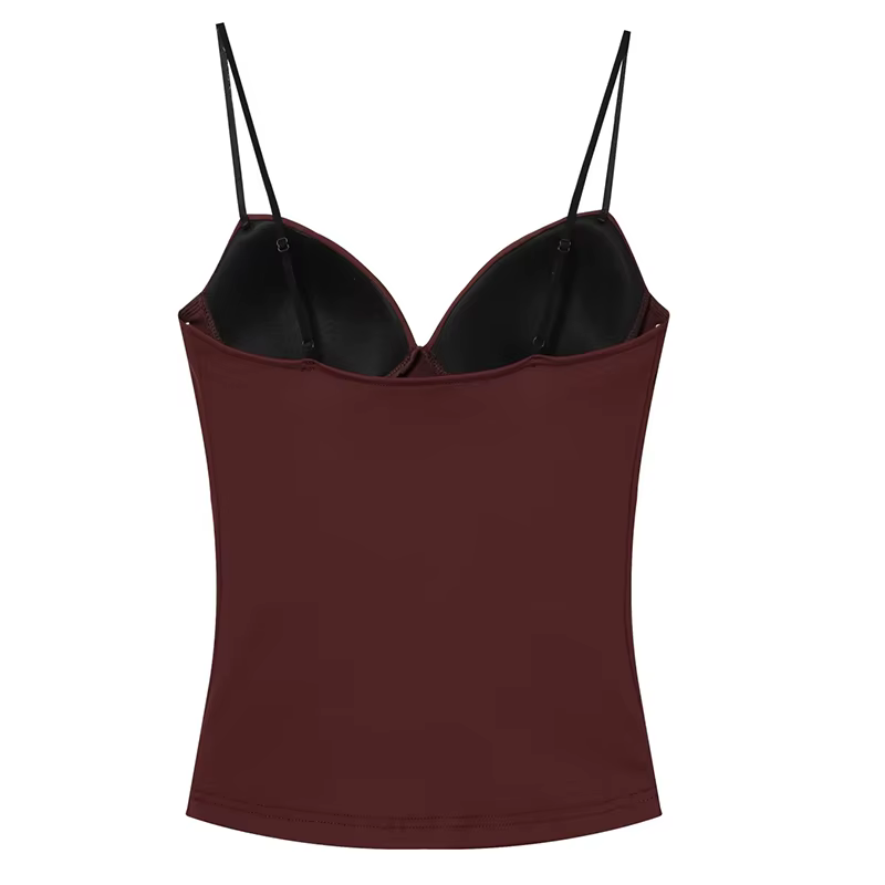HXAO hauts courts sans manches pour femme Corset Camisole haut marron femmes moulante dos nu