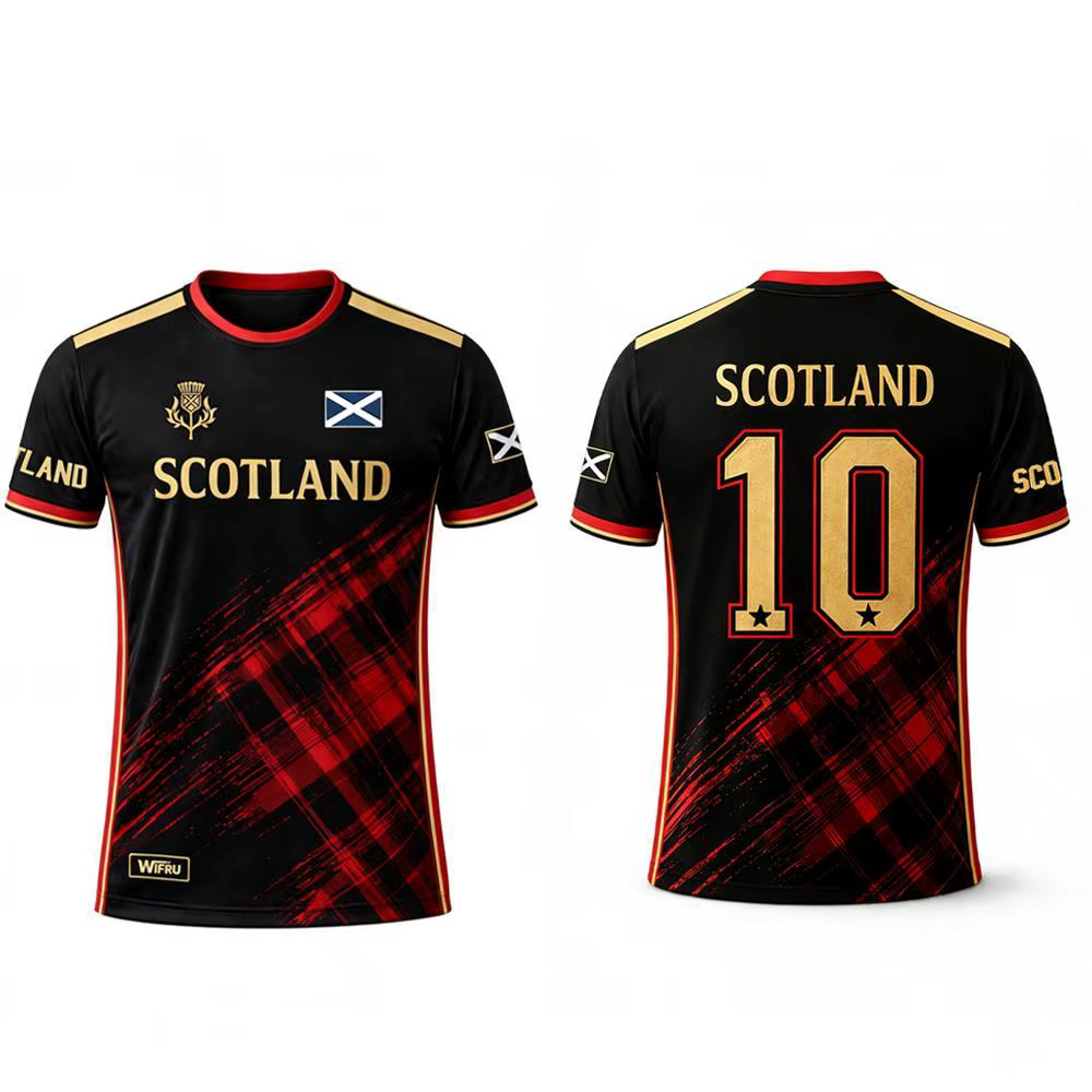 T-shirt imprimé drapeau écossais 2026 – Maillot de football respirant et à séchage rapide pour homme – Tenue d'entraînement quotidienne – Cadeau pour supporter