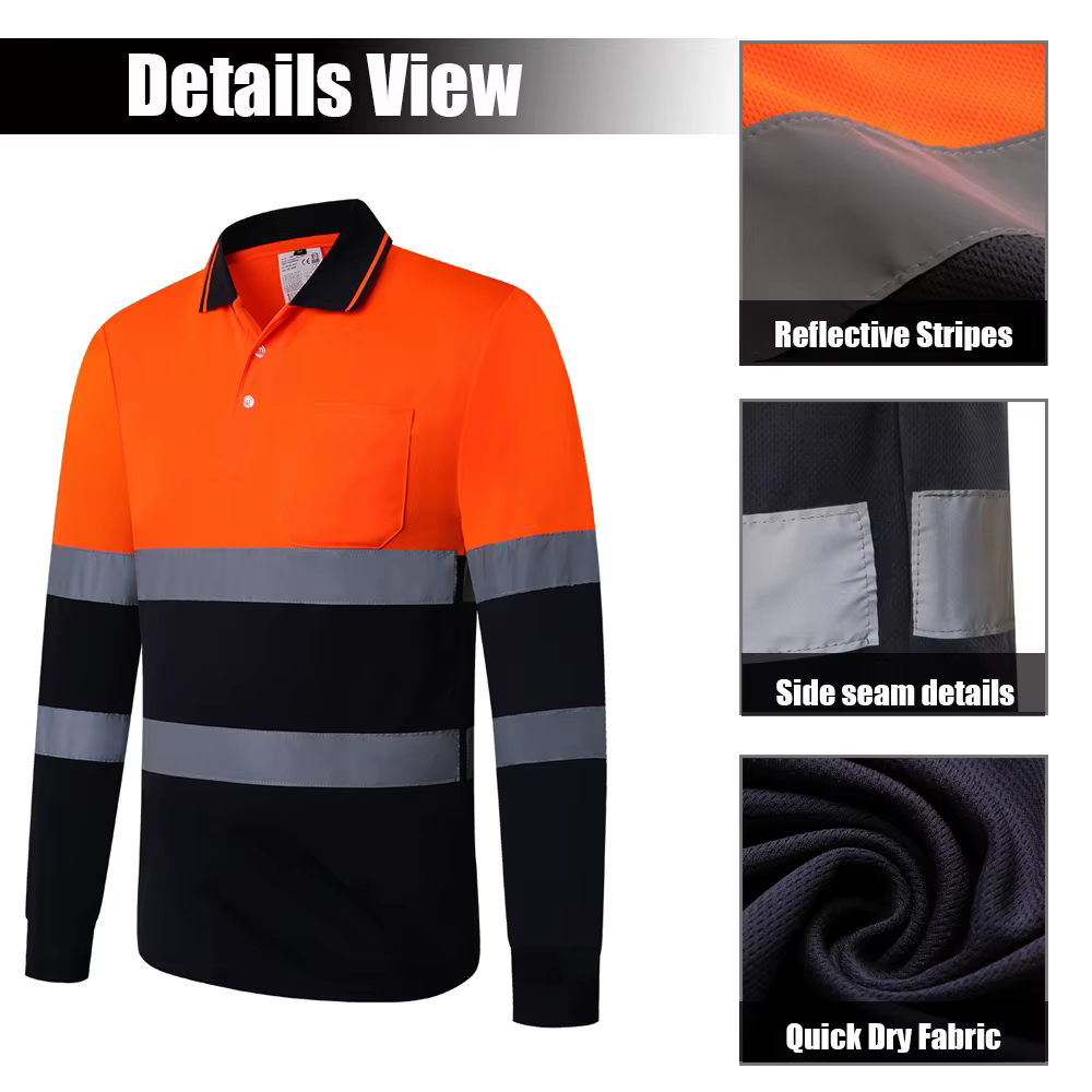 Polo de sécurité personnalisé avec logo orange