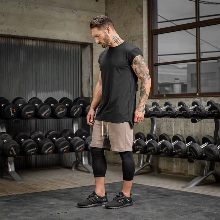 Manches chauve-souris t-shirt hommes entraînement GYM Fitness t-shirts Moto Biker hauts Hip Hop Streetwear