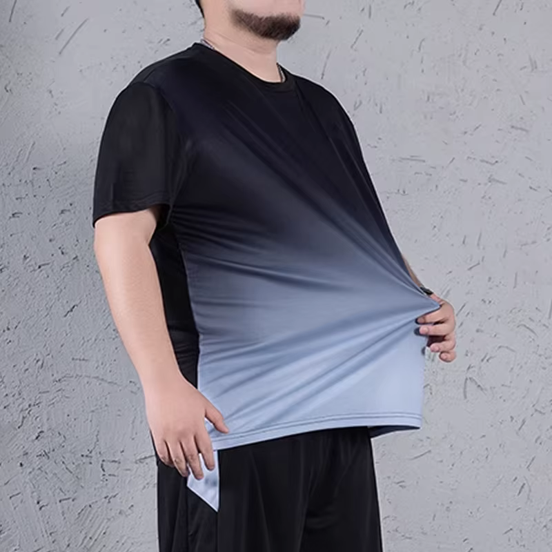 T-shirt homme grande taille 1XL-7XL manches courtes hauts printemps été dégradé t-shirts séchage rapide hommes Sport