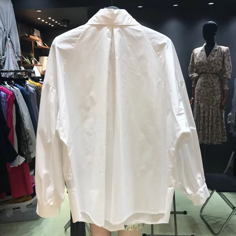 Printemps mode chemise à manches longues col pointu bureau dame Blouse