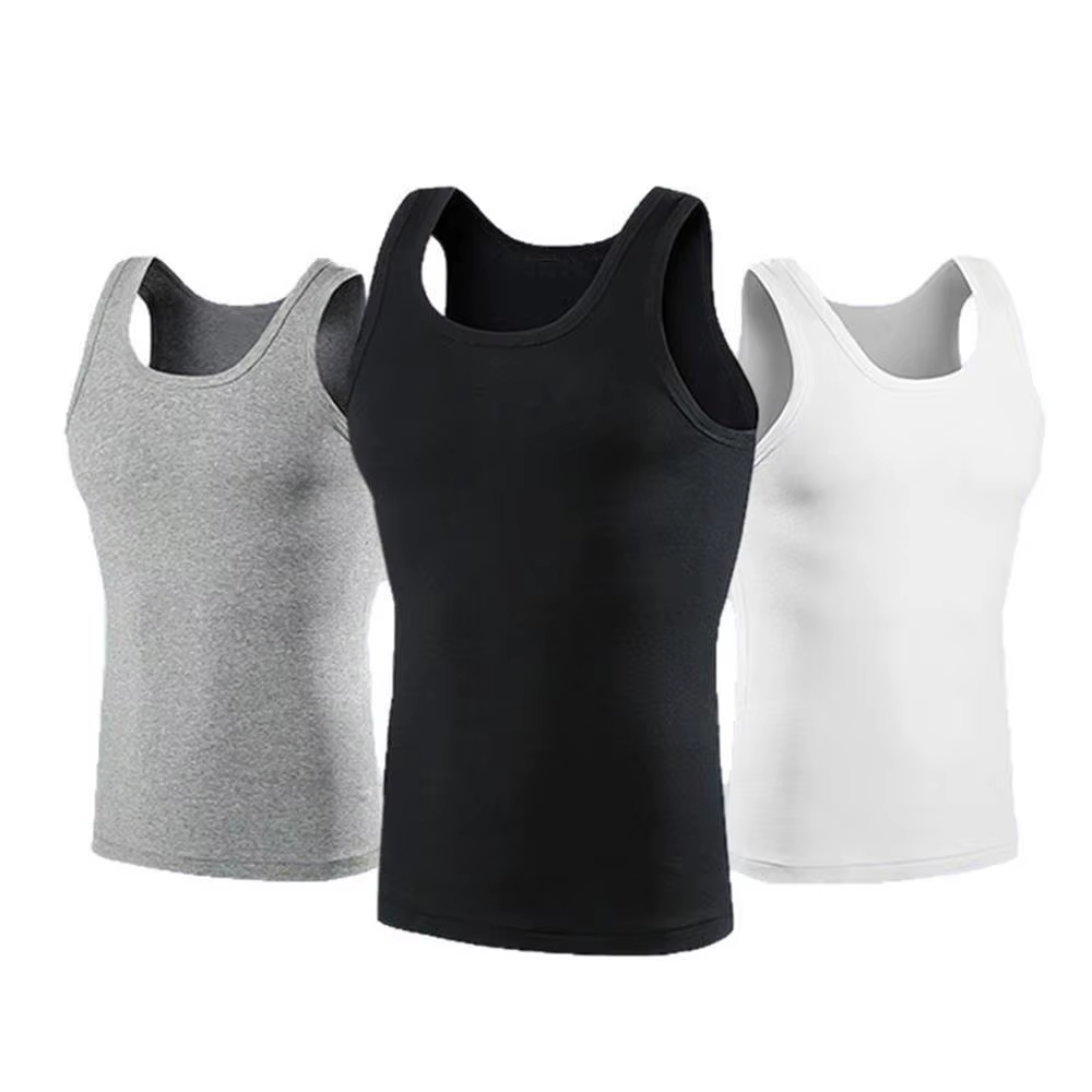 100% pur coton blanc gris noir hommes débardeurs été grande taille Singlets Fitness