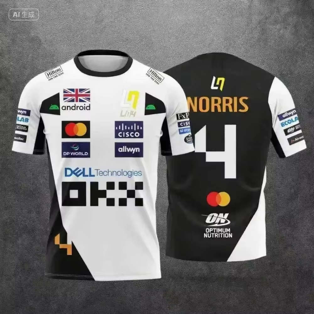 T-shirts de sport à séchage rapide McLaren Team Lando Norris n°4 et n°81