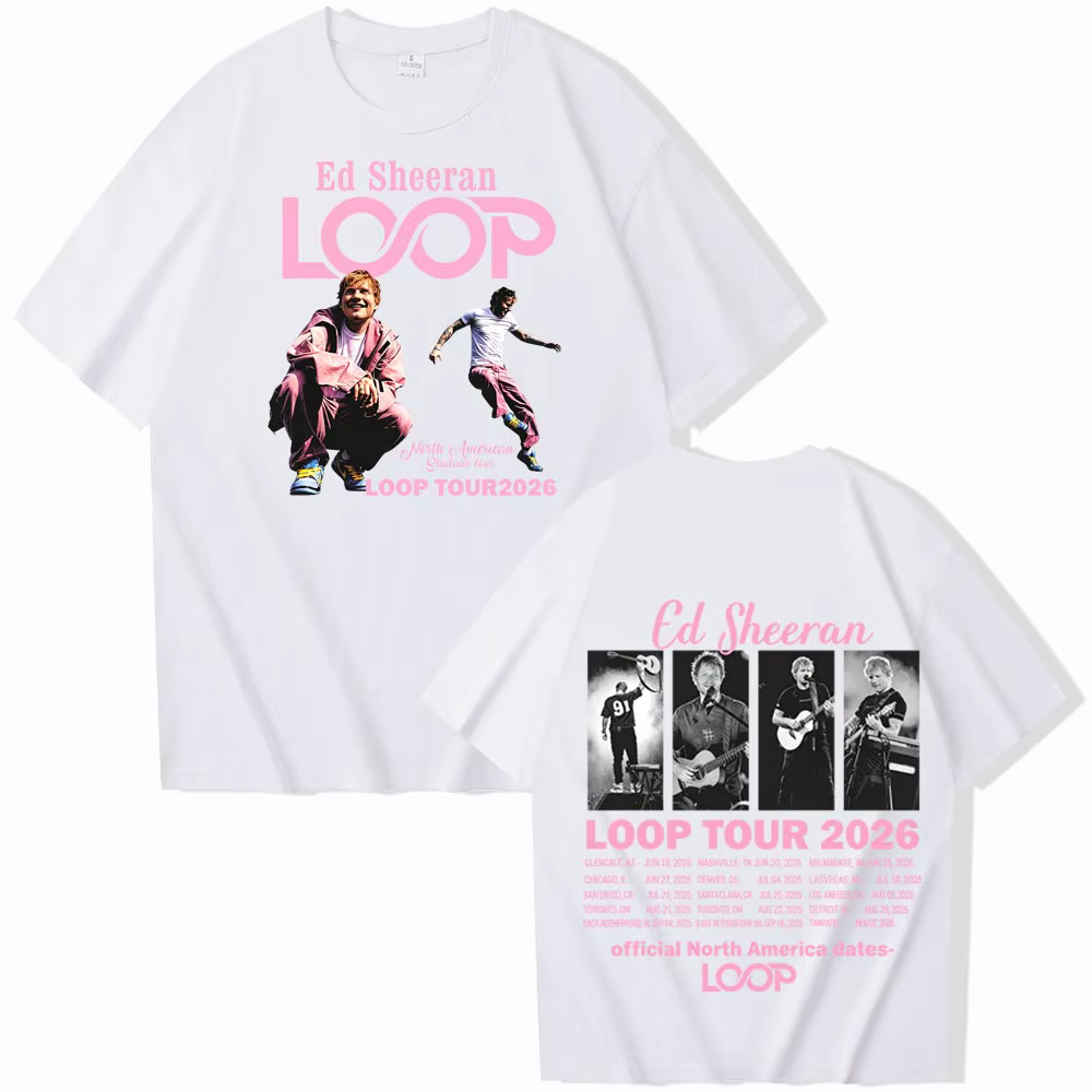 Ed Sheeran Loop Tour 2026 T-shirt homme femme Harajuku chemise décontractée à manches courtes et col rond