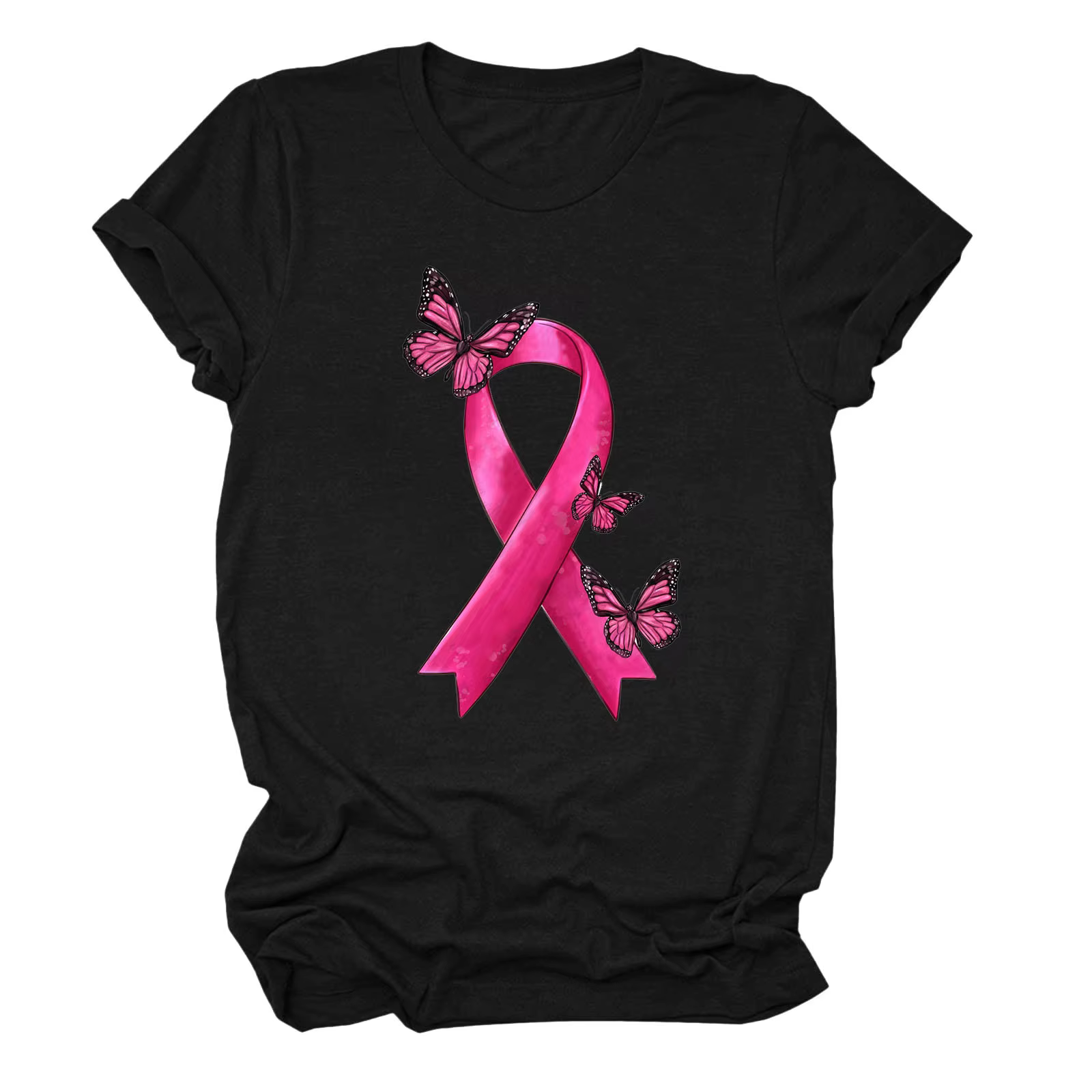 T-Shirt à Manches Courtes et Col Ras du Cou pour Femme