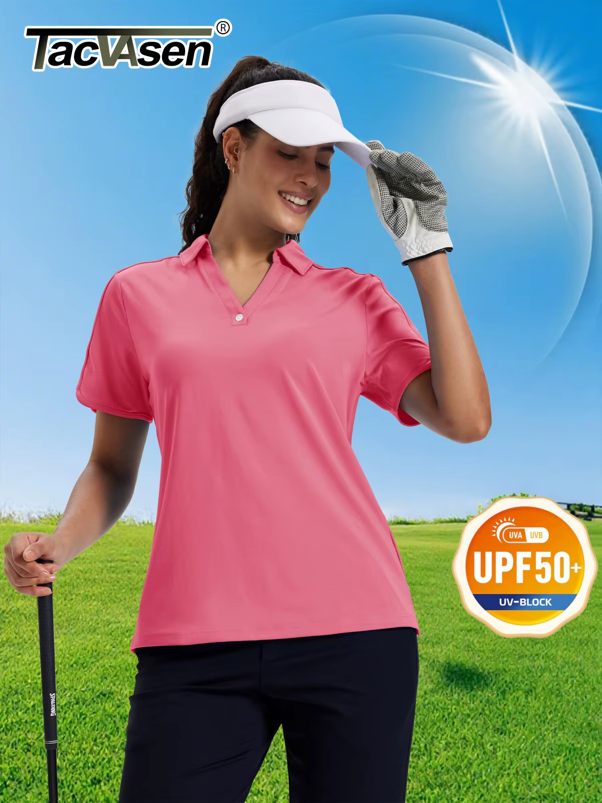 Chemise polo pour femmes TACVASEN à manches courbées