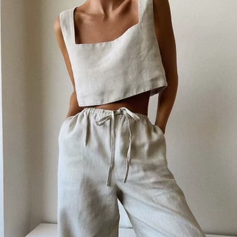 Crop top 100% lin français