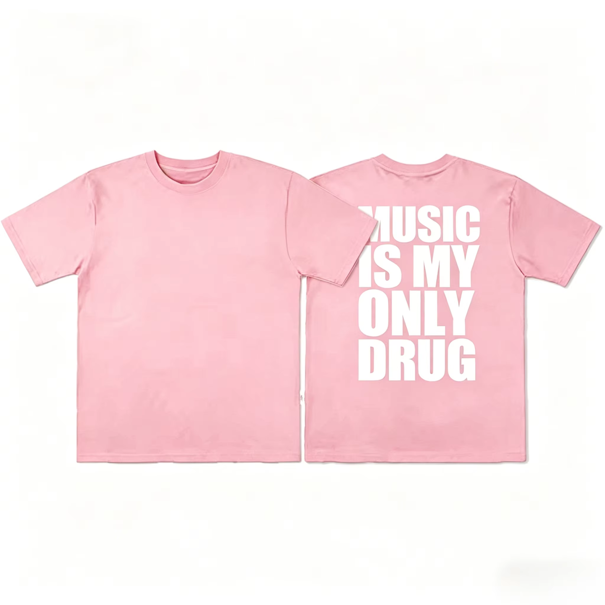 T-shirt à imprimé graphique humoristique 'La musique est ma seule drogue' - Collection Été 2026 - Vêtements pour hommes et femmes - Mode streetwear