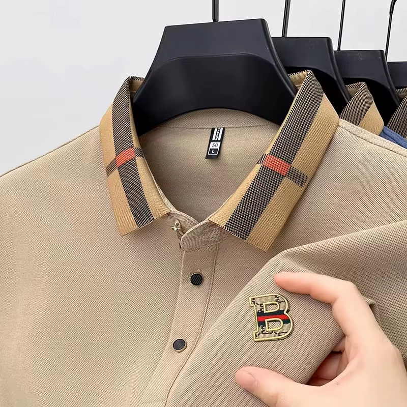 Polo à manches courtes avec logo de marque de luxe pour hommes