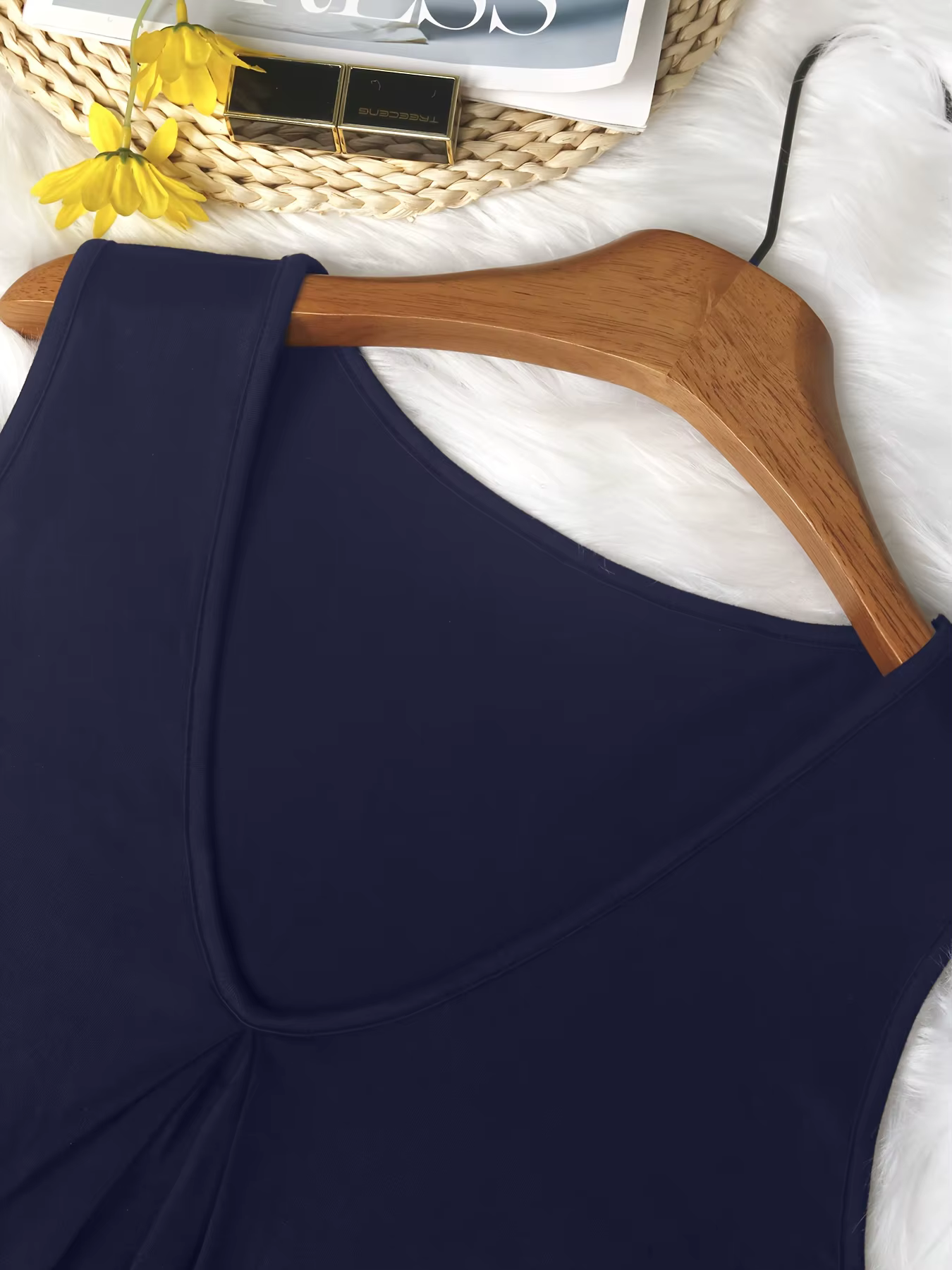 Tunique longue sans manches à col en V pour femme