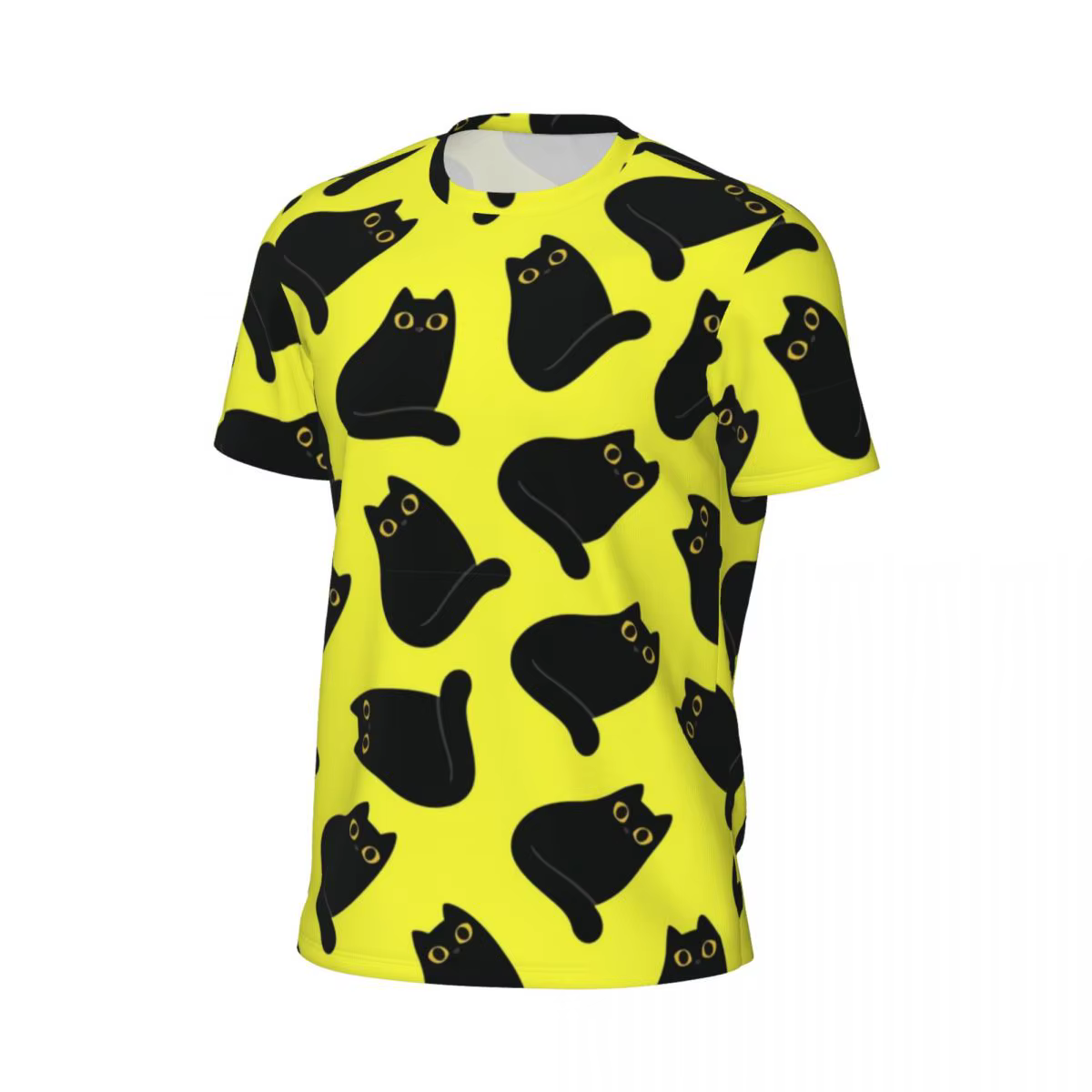 Vêtements de sport T-Shirt pour hommes mignon chat noir T-Shirts Hippie Meow imprimé Animal