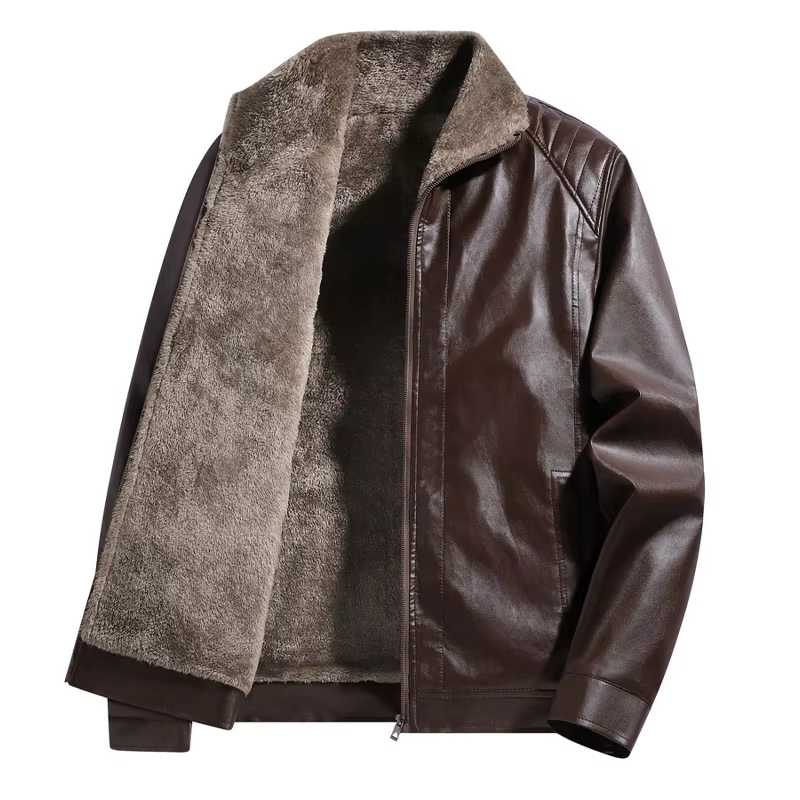 Hommes veste en cuir hiver doublé polaire Biker vestes mode moto