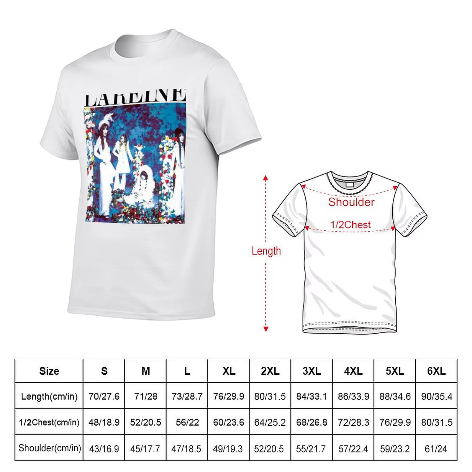 Lareine - T-shirt pour homme en coton, t-shirt graphique vintage pour homme
