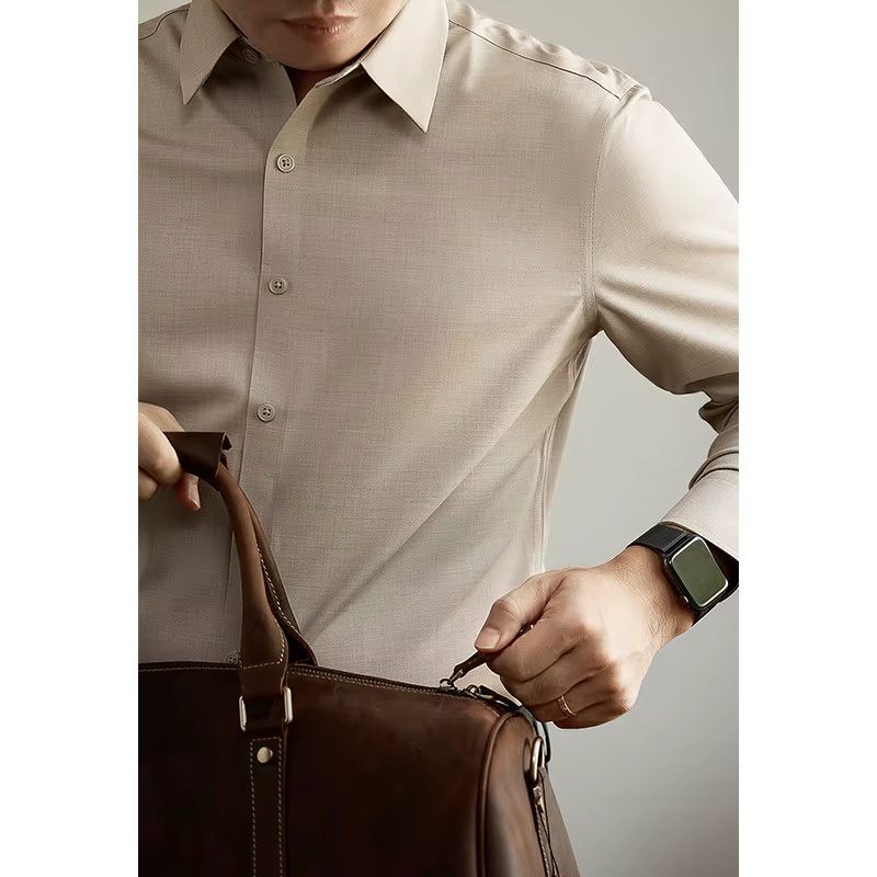 ​ ​ Chemise à manches longues en modal cool touch pour hommes sans fer – Business décontracté résistant aux rides ​ ​    Vêtements de bureau formels