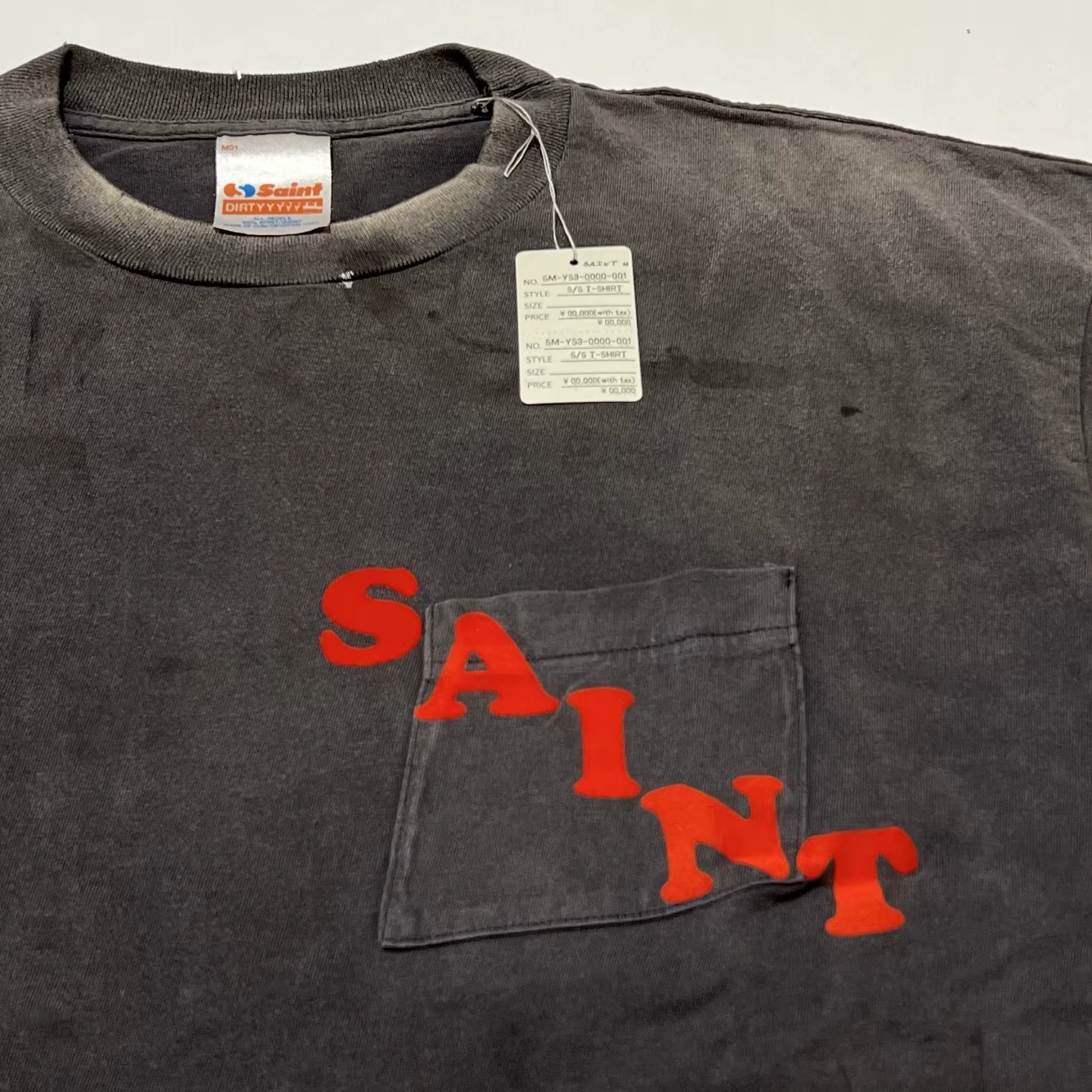 T-shirt SAINT Nice Washed POCKET pour hommes et femmes