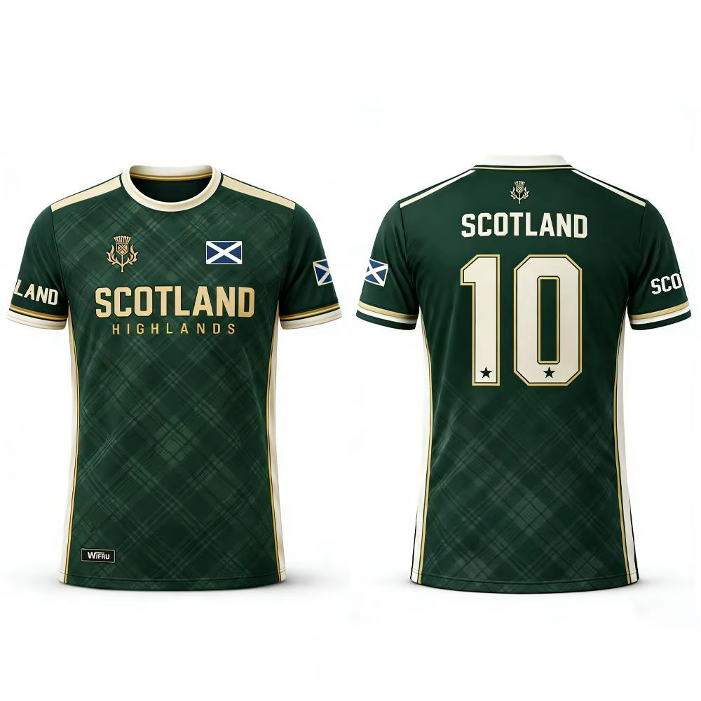 T-shirt imprimé drapeau écossais 2026 – Maillot de football respirant et à séchage rapide pour homme – Tenue d'entraînement quotidienne – Cadeau pour supporter