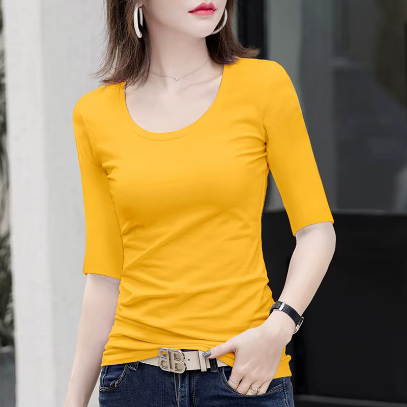 MRMT 2026 Nouveau T-shirt blanc pour femme à manches mi-longues