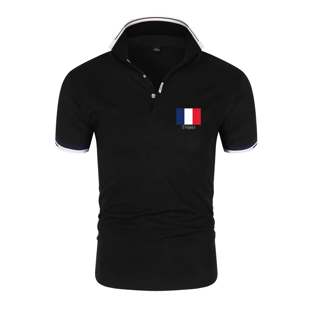 Nouveau Polo Décontracté Respirant en Coton Imprimé Drapeau FRANCE 2026 pour Homme – Six Couleurs Tendance pour l'Équipe de Football