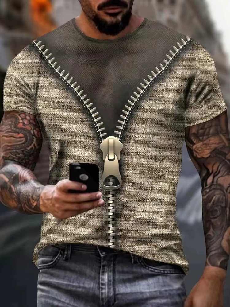 T-shirts drôles hommes Machine motif 3D impression à manches courtes été rue tendance polyvalent hauts grande taille