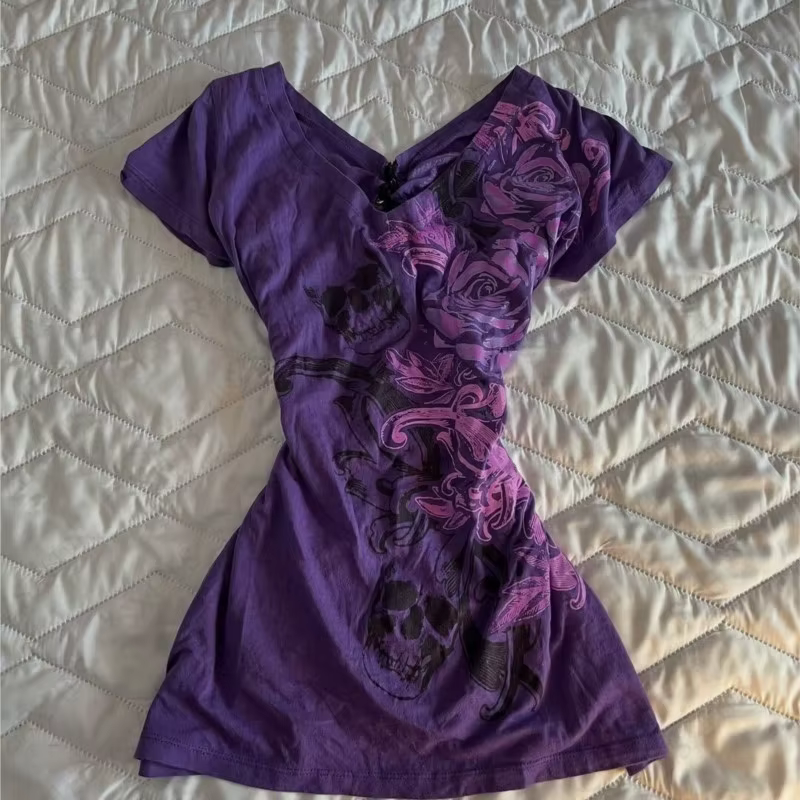 T-shirt esthétique violet pour femmes