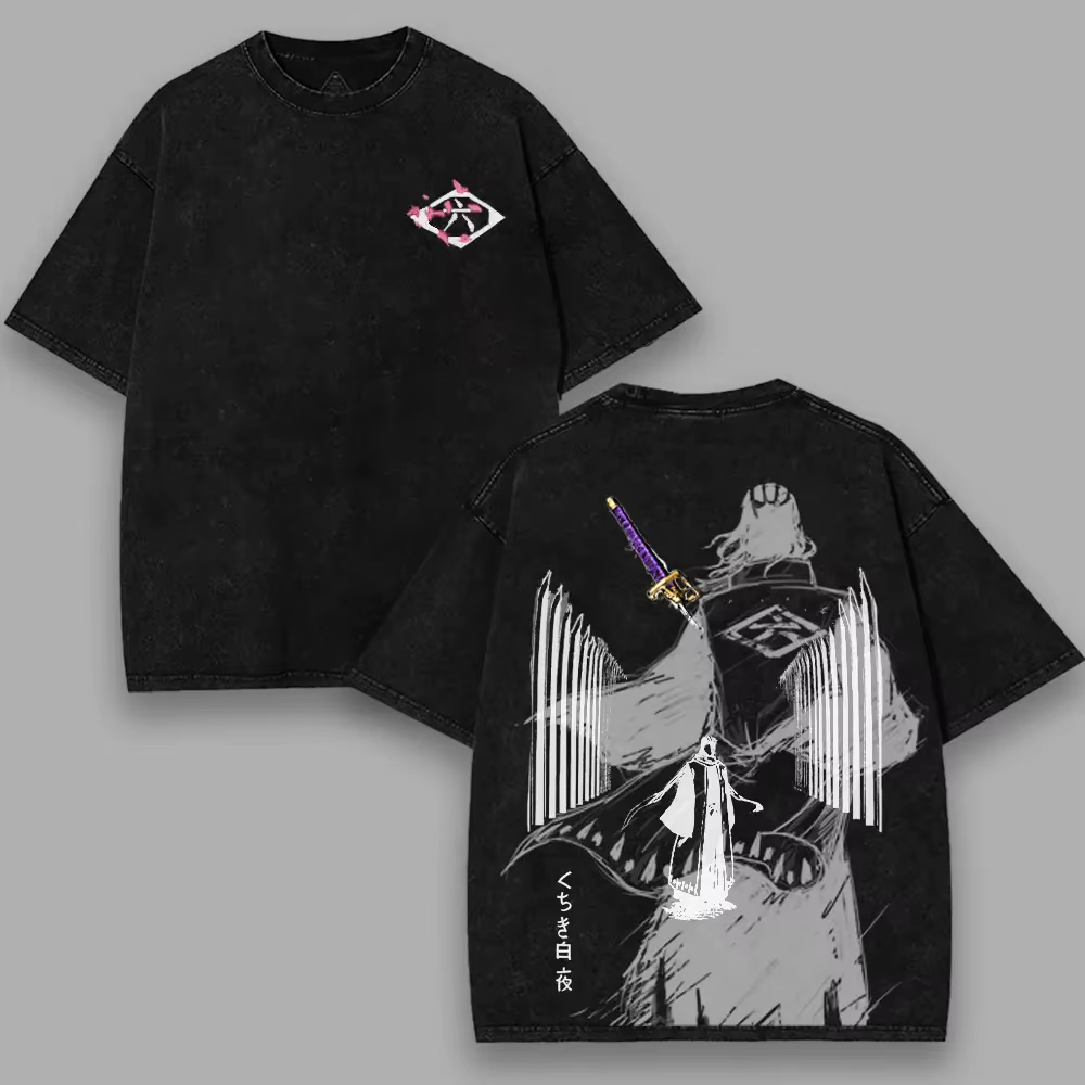 T-shirt vintage surdimensionné Anime BLEACH Kuchiki Byakuya