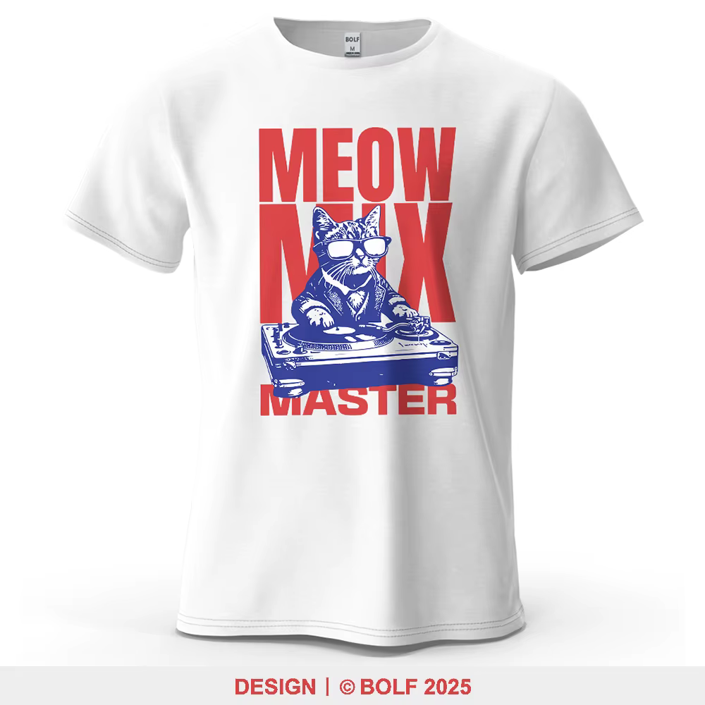 Meow Mix Master imprimé hommes T-Shirt 100% coton surdimensionné dessin animé graphique t-shirts pour haut pour femme décontracté Streetwear