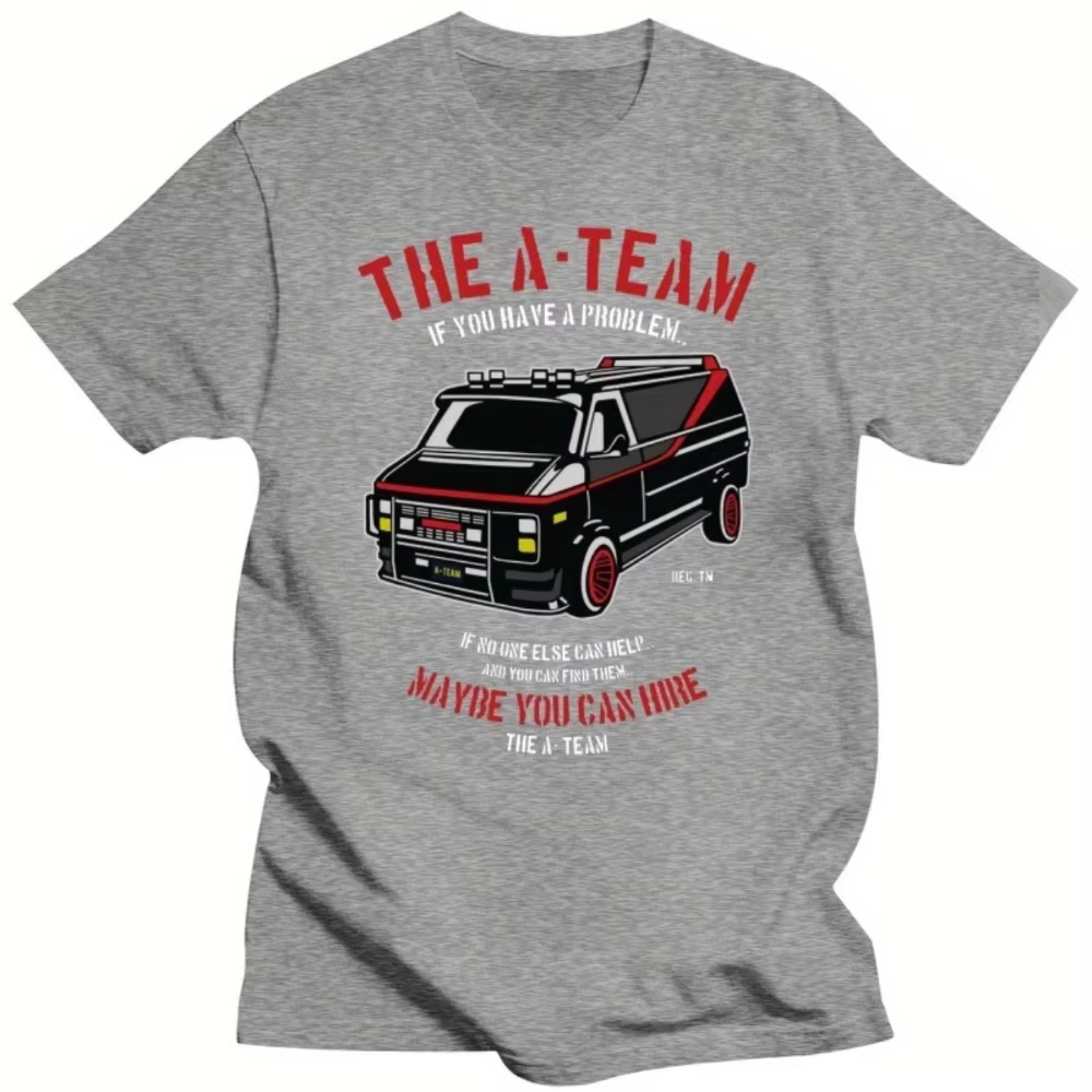T-shirt pour hommes plus grands avec le design humoristique de l'émission télévisée A-Team Van des années 80 avec M. T parfait pour l'été