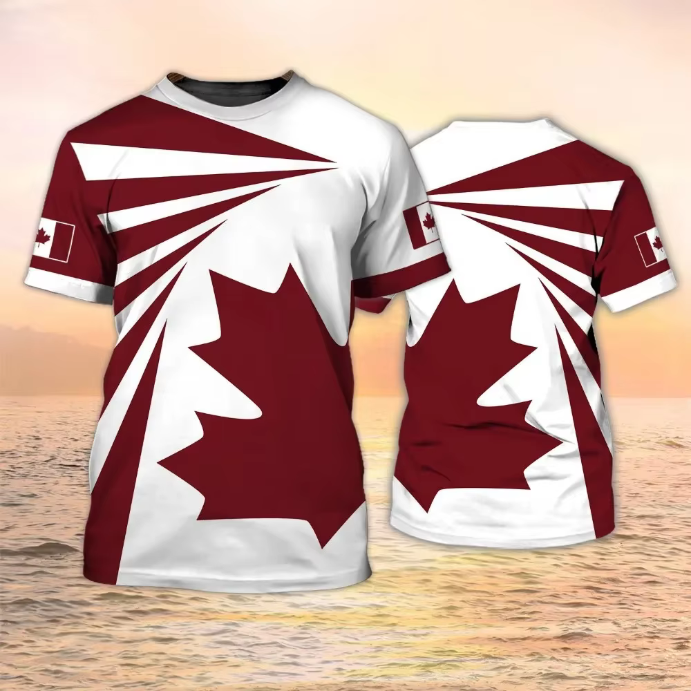 T-shirt imprimé drapeau du Canada feuille d'érable pour hommes et femmes