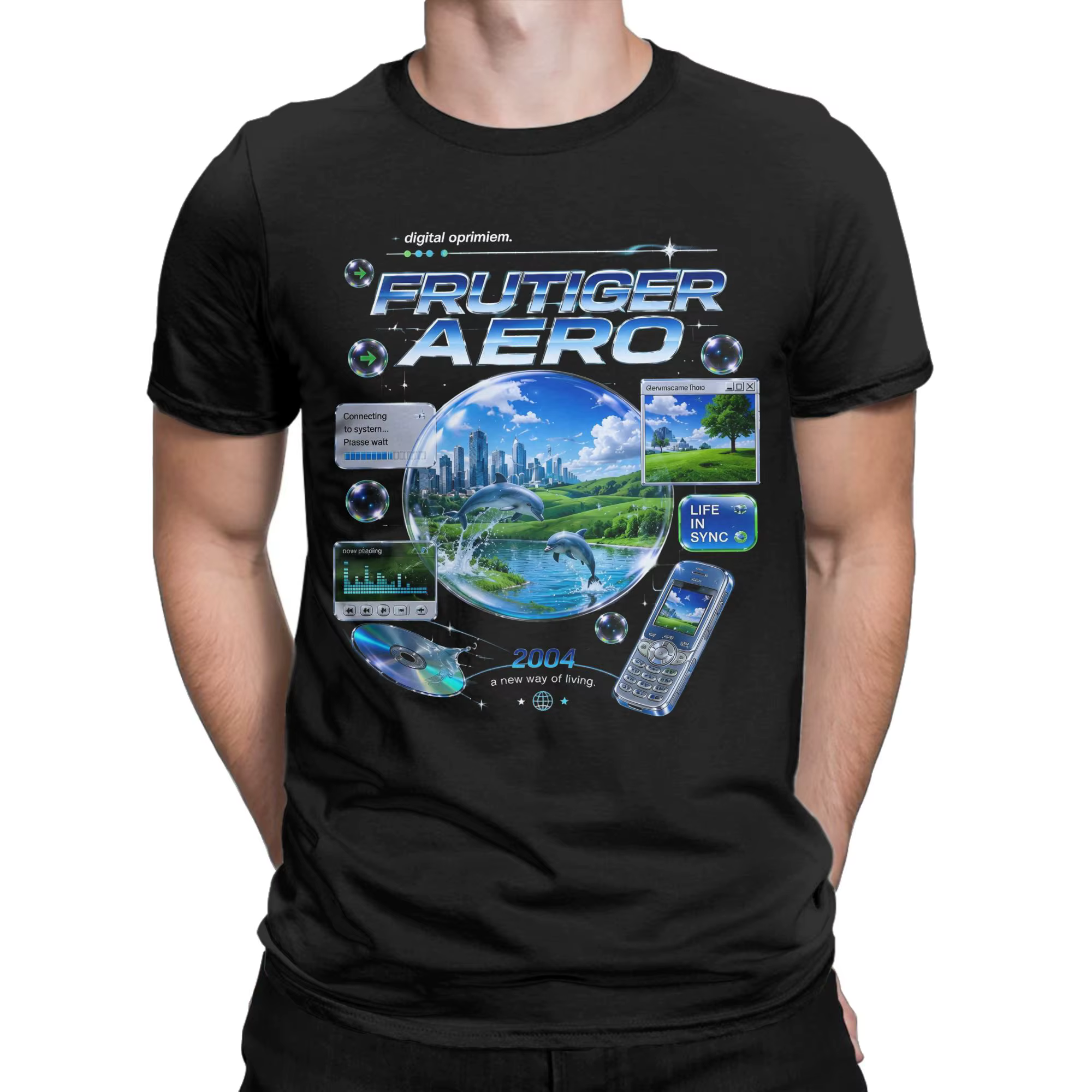 T-shirt graphique Frutiger Metro, T-shirt Frutiger Aero Mcbling 2026 pour hommes, T-shirts à col rond et manches courtes, vêtements