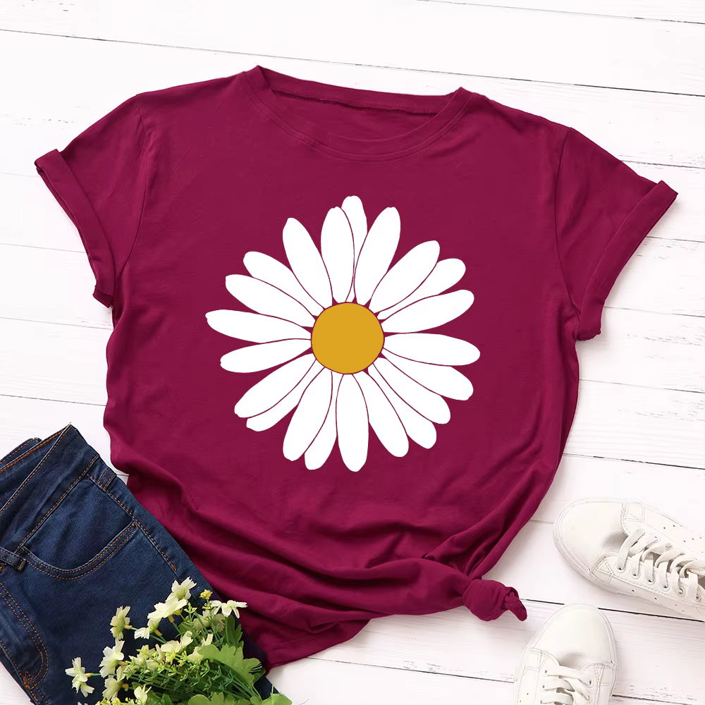 T-shirt à manches courtes pour femmes, 100% coton, graphique, été