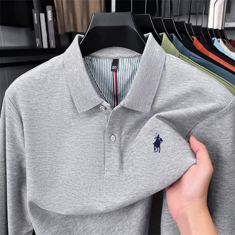 100% coton marque haut de gamme à manches longues polo shirt nouveau Paul Pony brodé luxe confortable hommes d'affaires