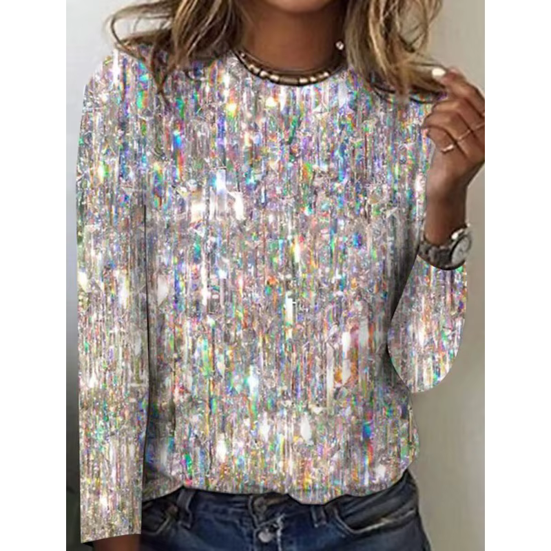 T-shirt manches longues col rond femme