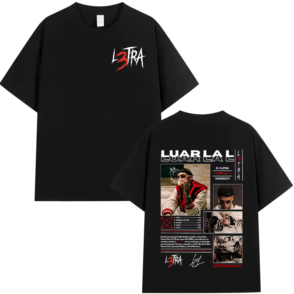 Rappeur Moonlight La L Album de musique L3TRA T-shirts hommes femmes Hip Hop mode manches courtes