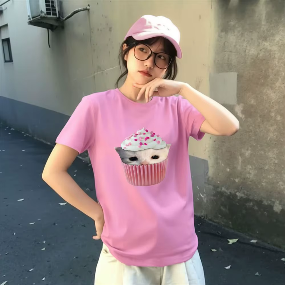 T-shirt graphique chaton mignon pour femme