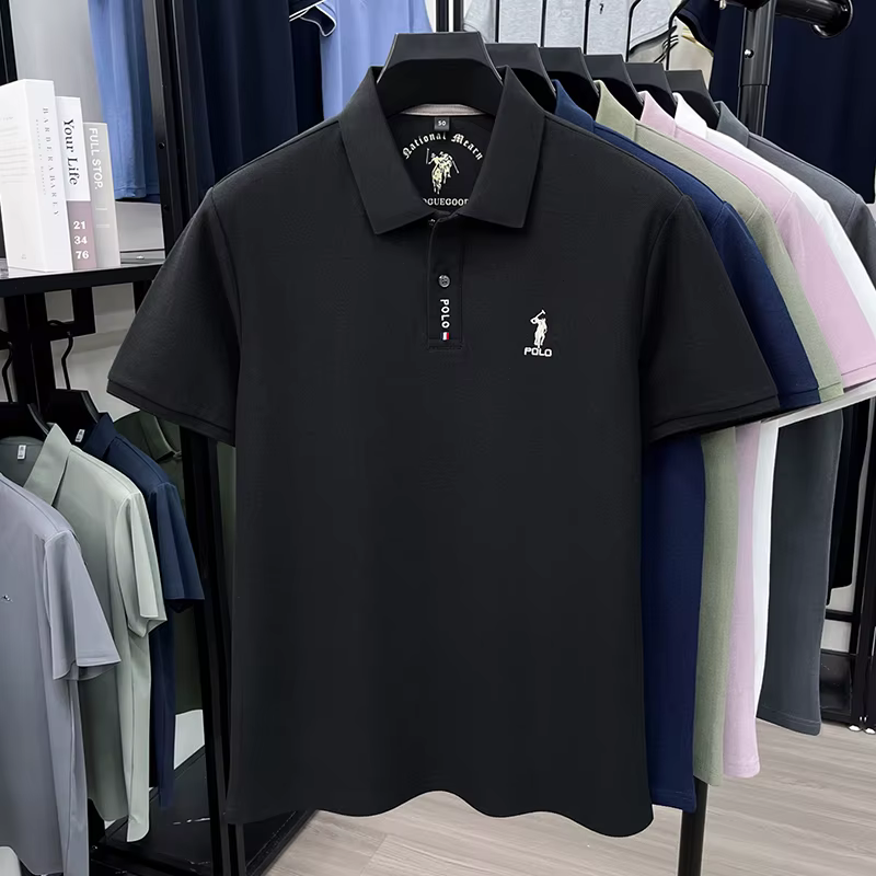 Marque de luxe à manches courtes mercerisé coton polo shirt été nouveau hommes d'affaires t
