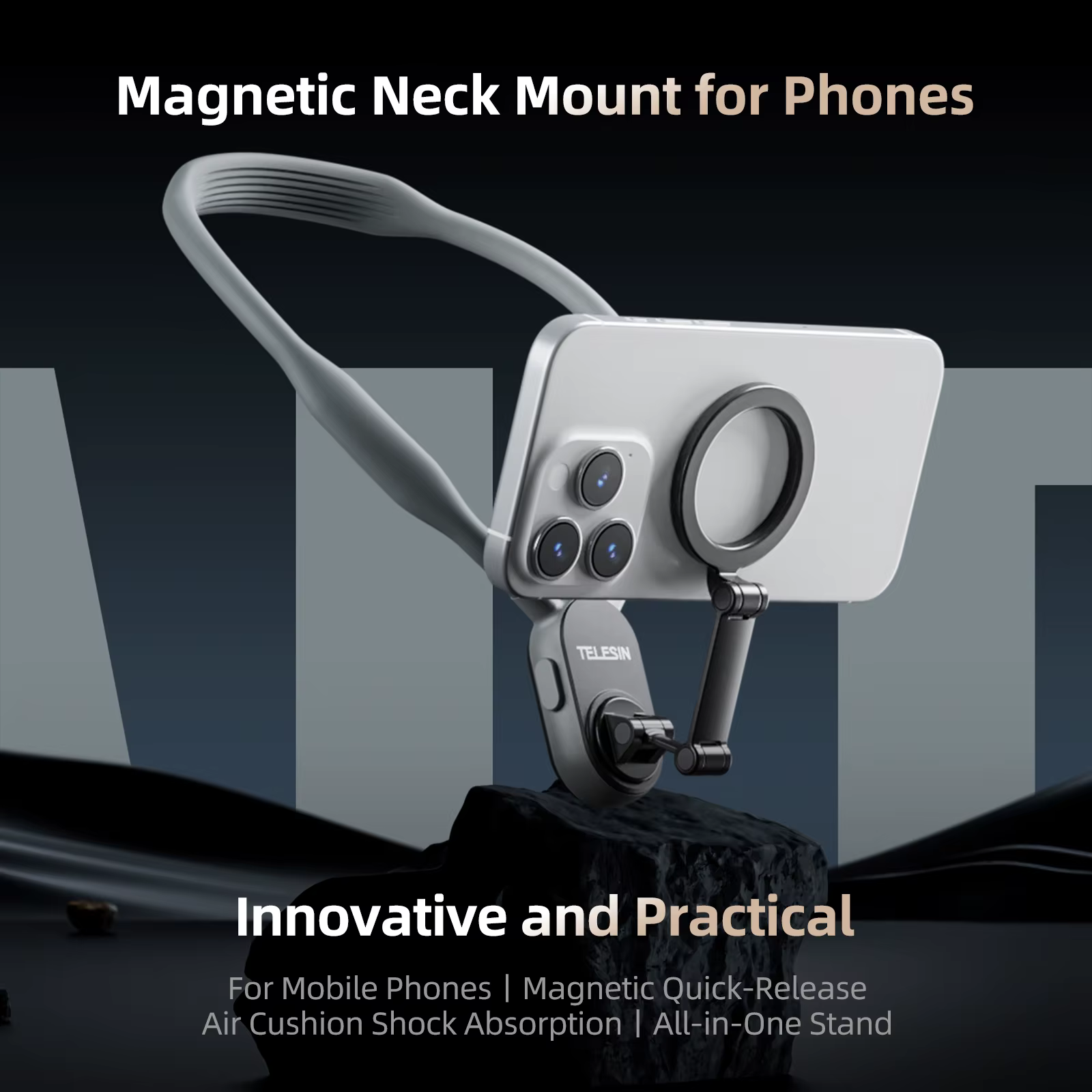 TELESIN support de cou magnétique pour téléphones cou téléphone portable POV support de cou de téléphone sangle de support de poitrine pour téléphones iPhone Android