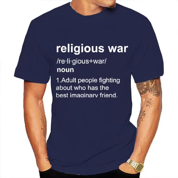 Guerre religieuse hommes t-shirt drôle lettre impression à manches courtes t-shirts mode graphique Y2k hauts meilleur