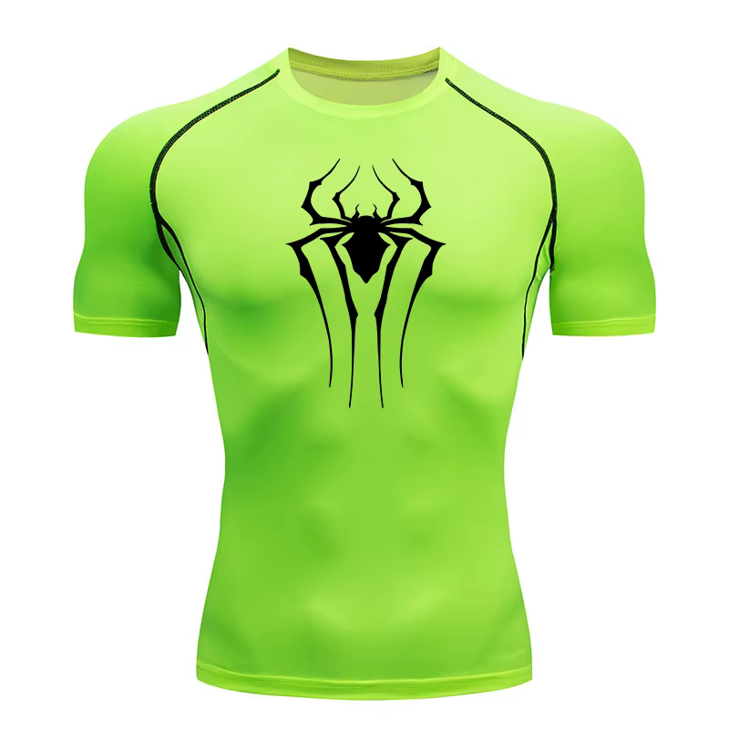 Chemises de Compression imprimées araignée pour hommes, t-shirt d'été à manches courtes, protection contre les éruptions cutanées, d'entraînement, d'athlétisme, à séchage rapide