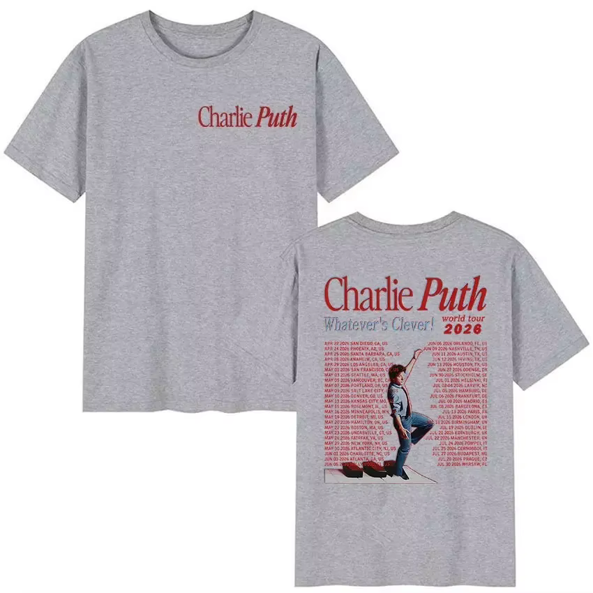 T-shirts unisexes du tournée mondiale Whatevers Clever 2026 du rappeur Charlie Puth