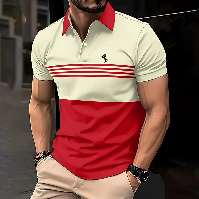 Chemises polo simples à rayures pour hommes