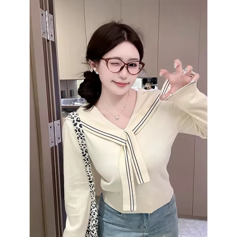 Pull en maille à col marin pour femme