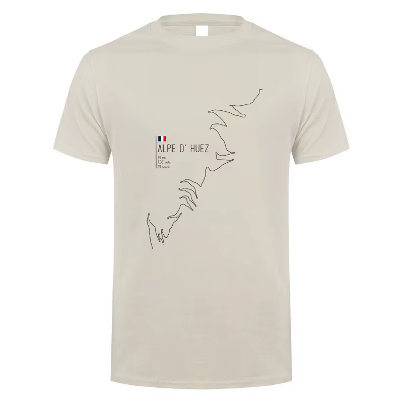 Alpe d Huez en France cyclisme t-shirt été hommes à manches courtes coton