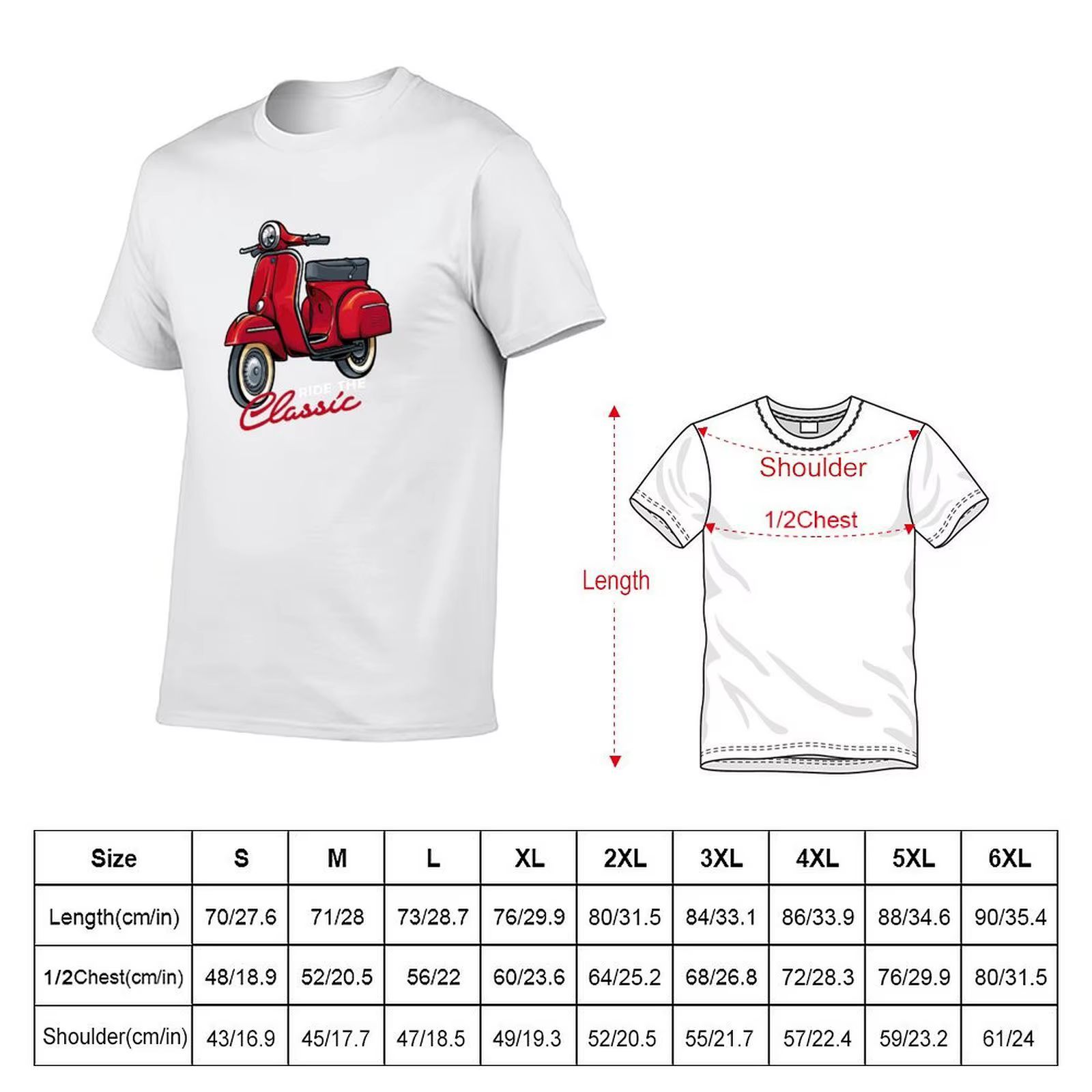 Italie classique Scooter cyclomoteur vélo rétro amour Vintage T-Shirt homme décontracté