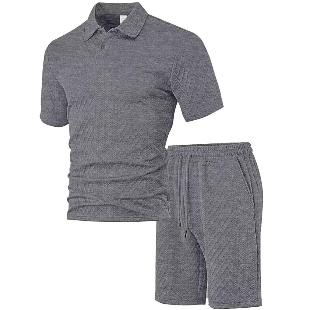 Ensemble polo et short jacquard pour homme