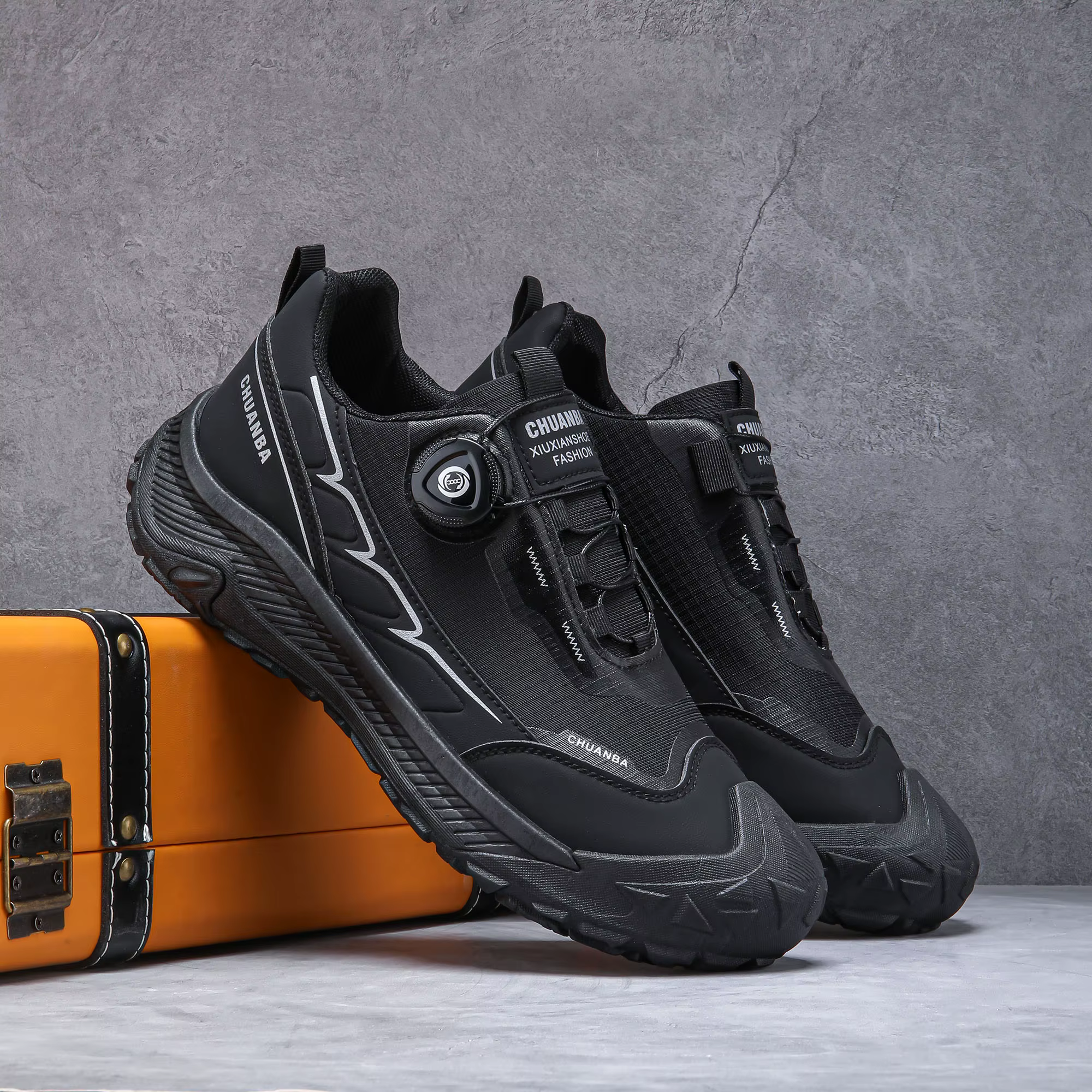 Chaussures de randonnée basses pour hommes, chaussures de sport d'extérieur, respirantes, antidérapantes, résistantes à l'usure, chaussures de randonnée à boucle rotative