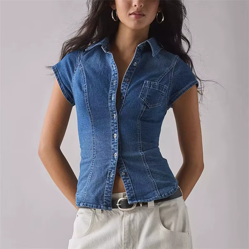 Chemise en jean slim pour femme